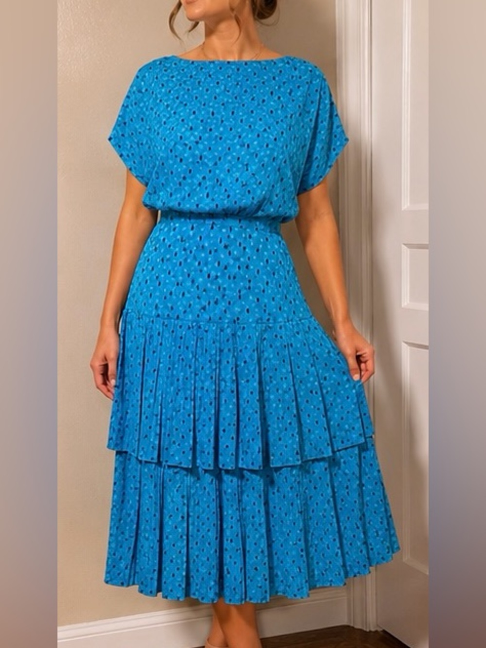 Rare Vintage Christian Dior Robes du Soir Silk Midi Dress Size 8 USA